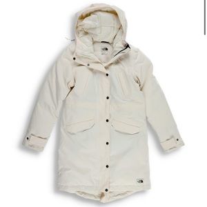 The North Face Snow Down Hooded Parka - Gardenia White - Women's Size Large